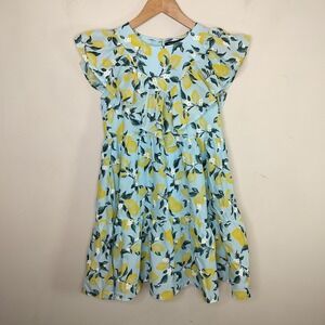 French Connection Girls Dress Lemon Floral Cotton Ruffled